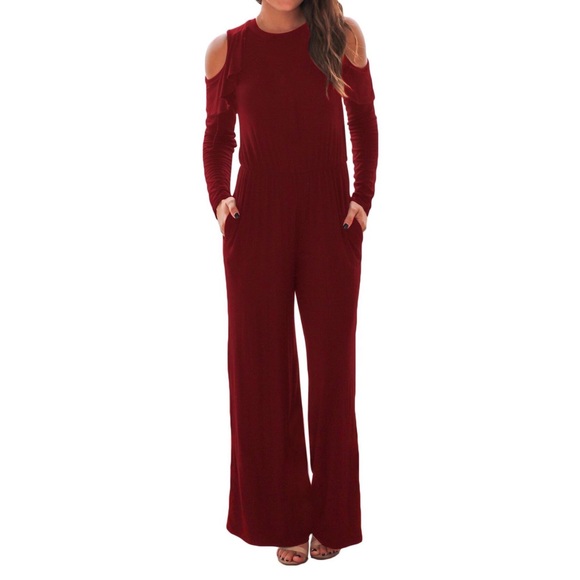 Burgundy Jumpsuit - Picture 2 of 3